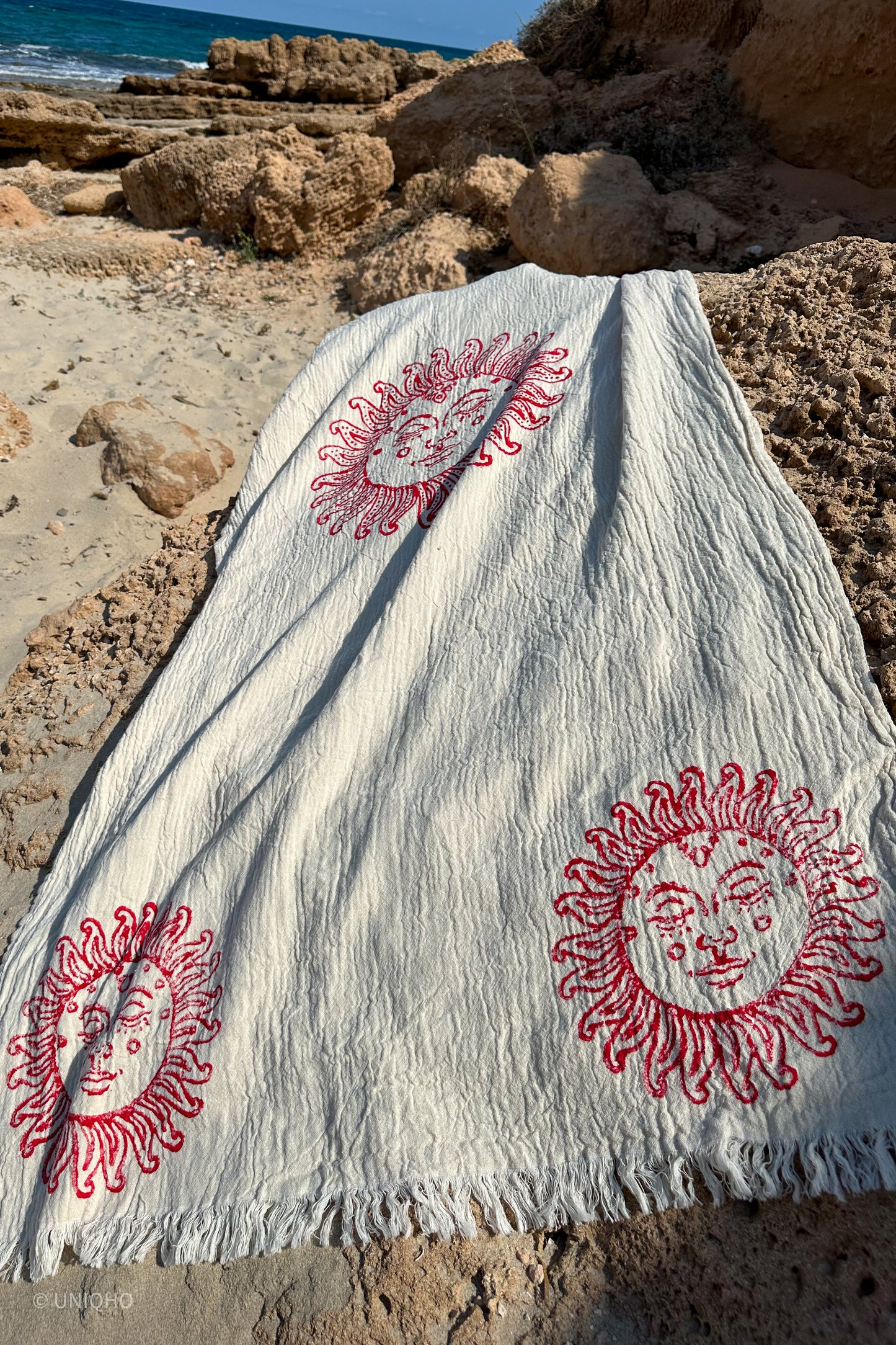 Beach Towel, Pestamal, Red Palm Tree