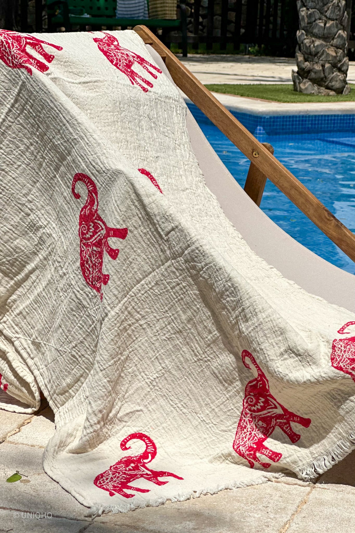 Beach Towel, Pestamal, Red Palm Tree