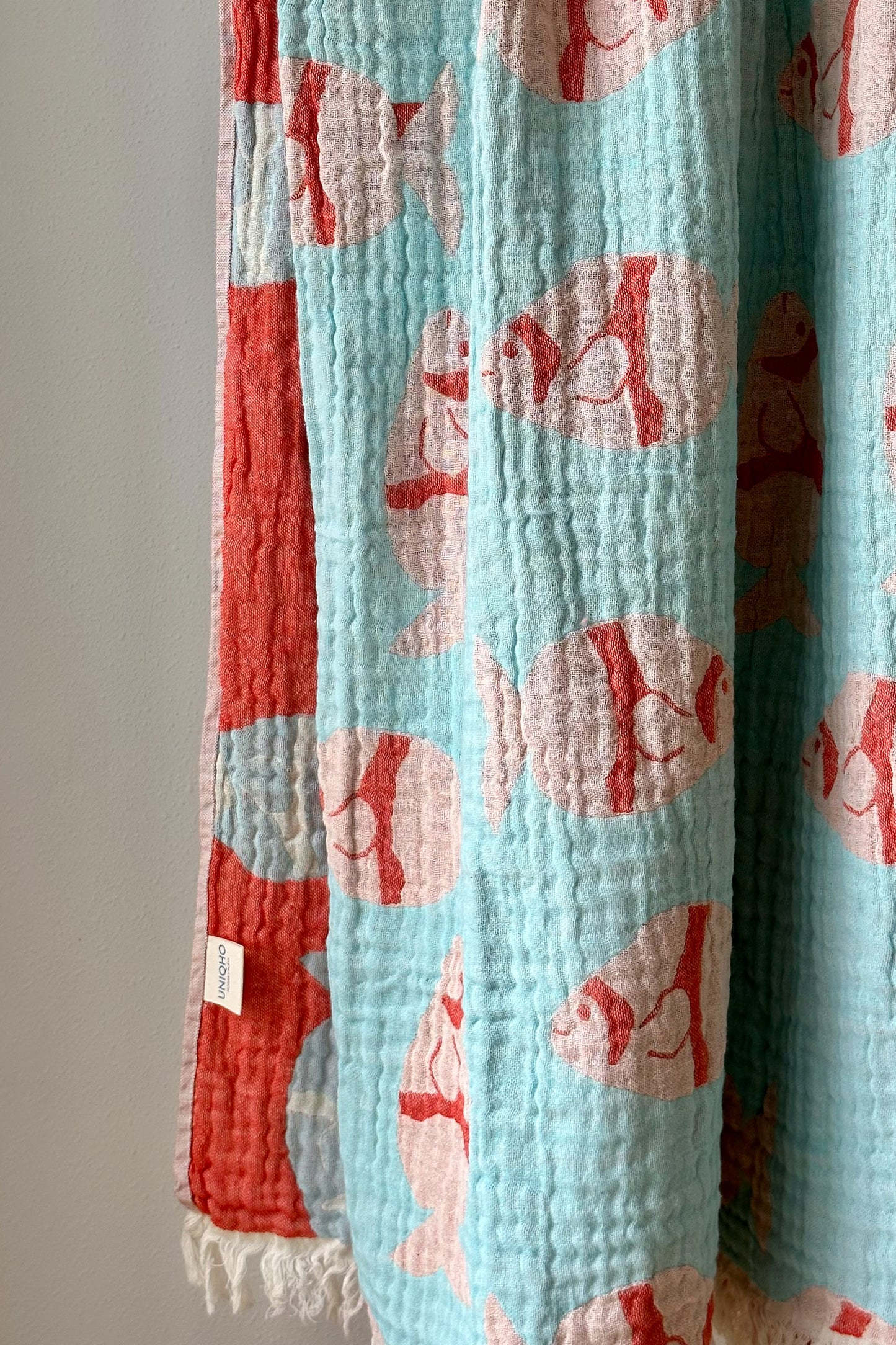 Beach Towel, Pestamal, Caribbean Fish, Turquoise, Red