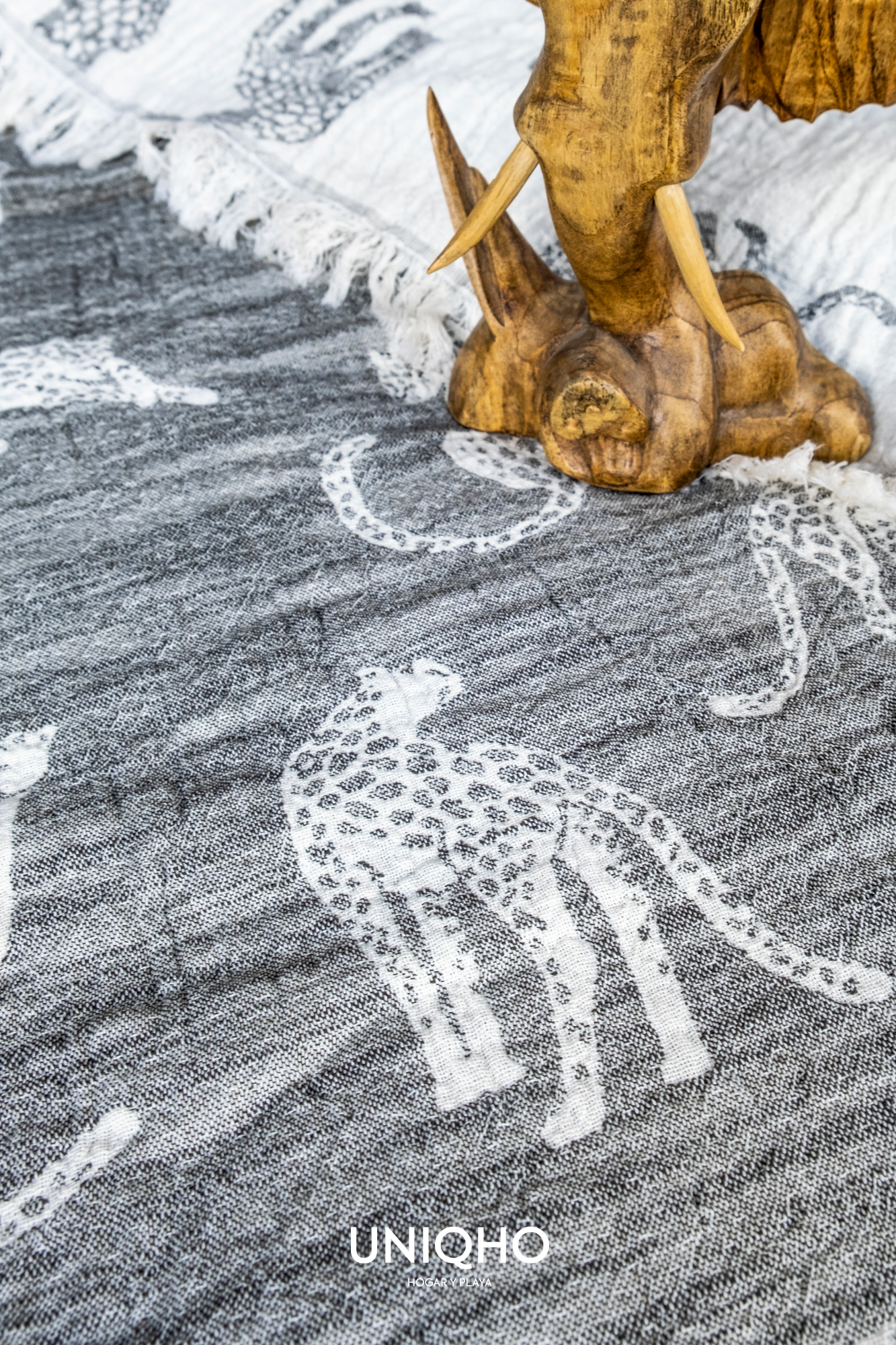 Bedspread, Quilt, Leopard, Anthracite