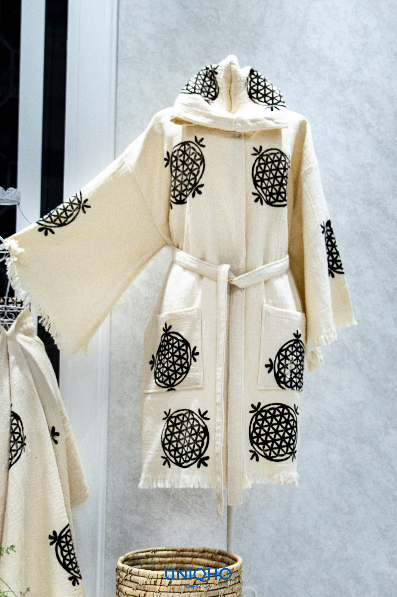 Kimono, Bathrobe, Woodblock Print, Flower of Life