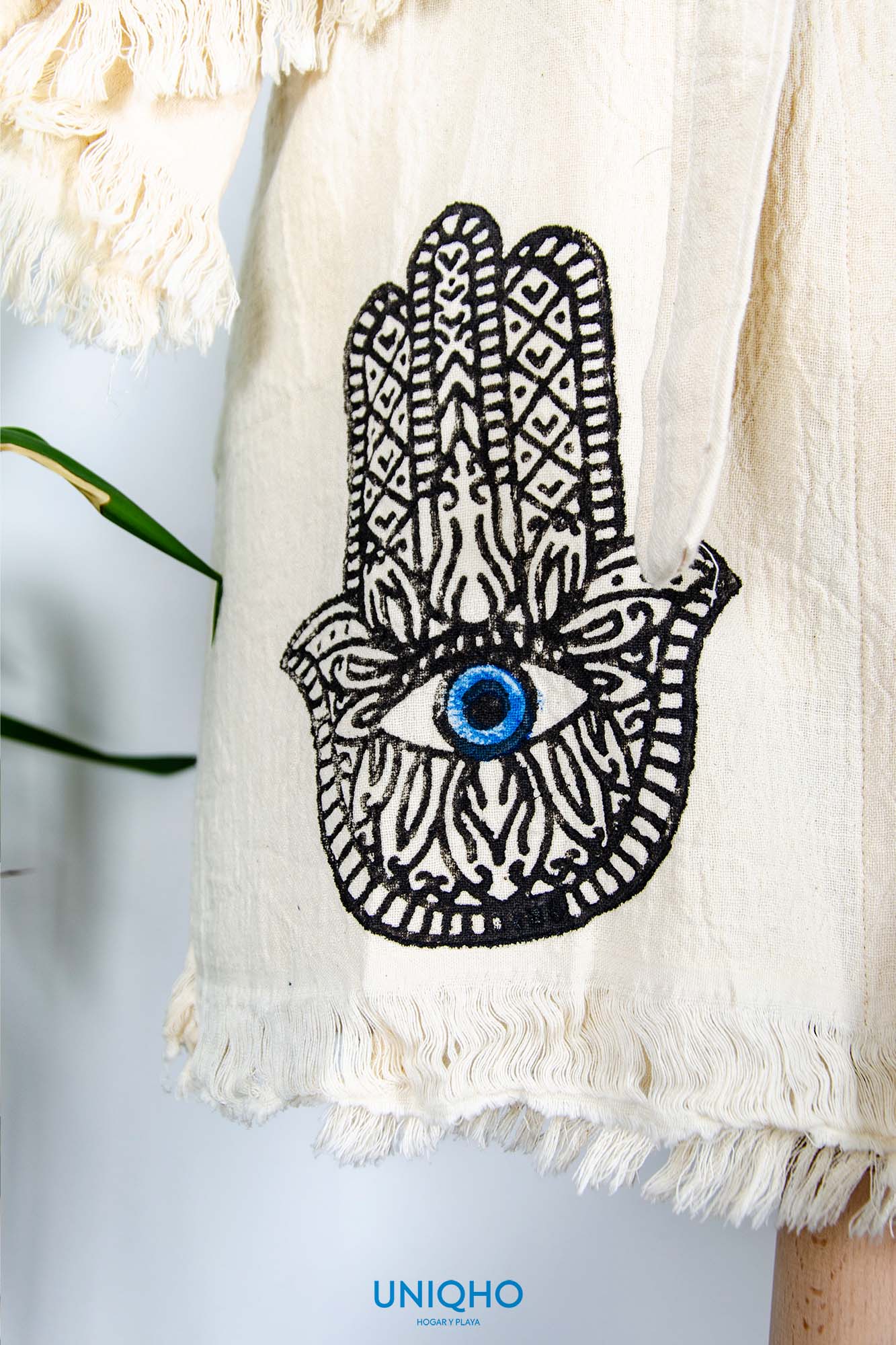 Kimono, Bathrobe, Woodblock Print, Hand of Fatima