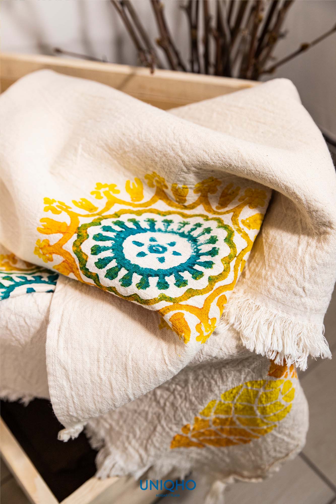 Pestamal, Beach Towel, Woodblock Printing, Mandala