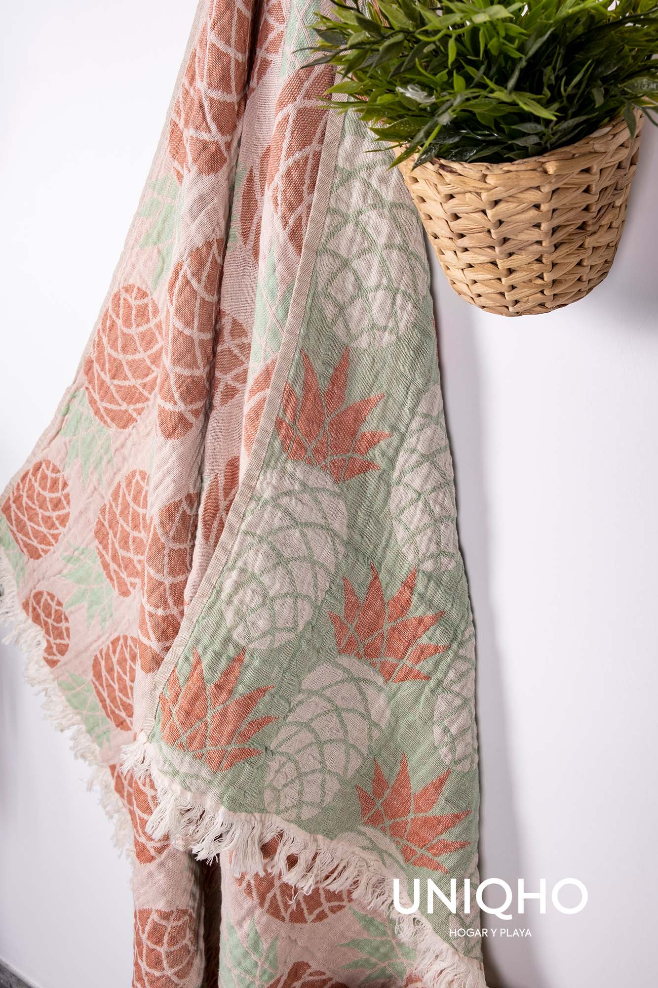 Pestamal, Beach Towel, Pineapple, Mint, Brown
