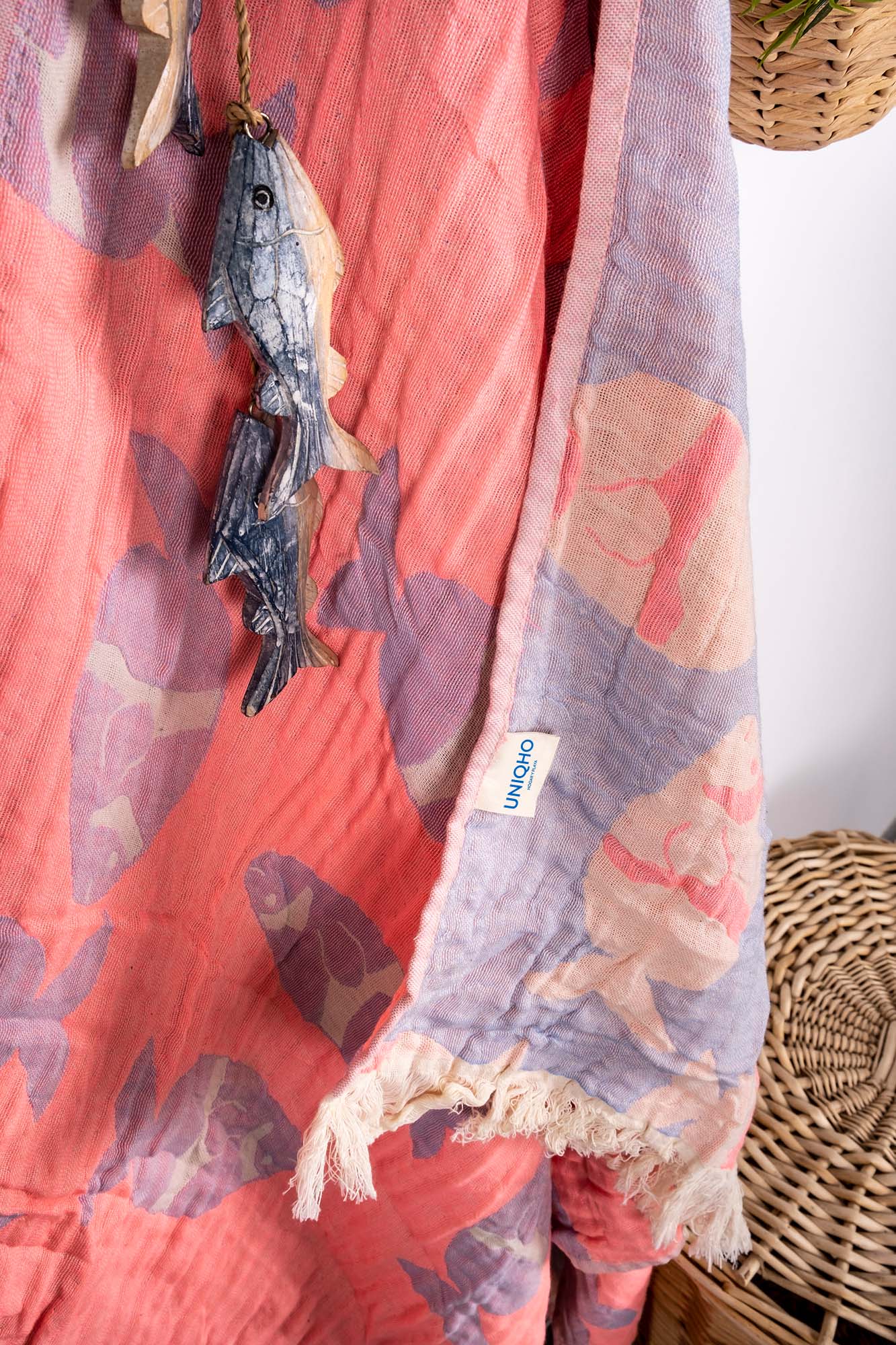 Beach Towel, Pestamal, Caribbean Fish, Pink, Blue