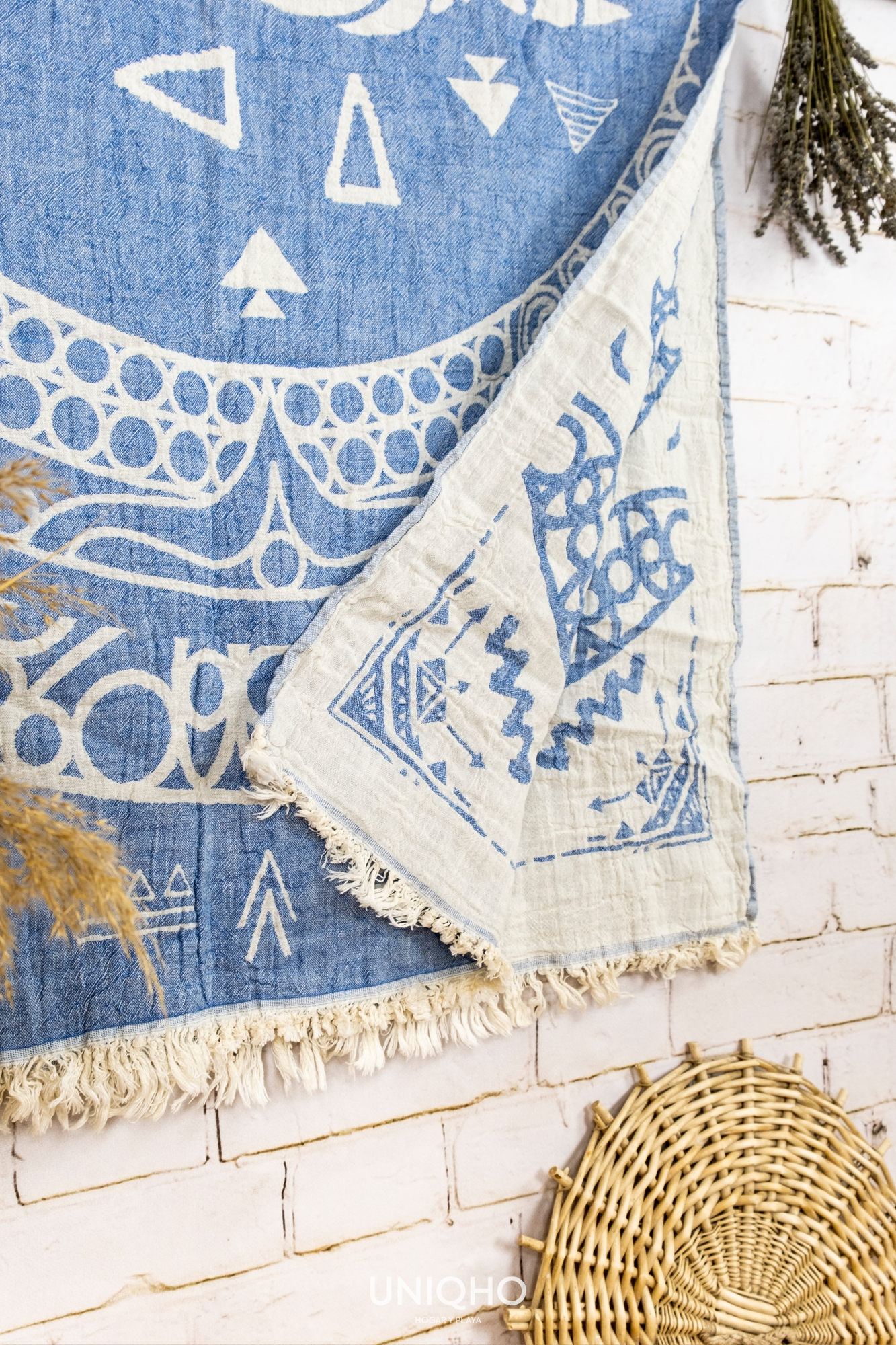 Pestamal, Towel, Beach Towel, Ethnic Fish, Denim Blue
