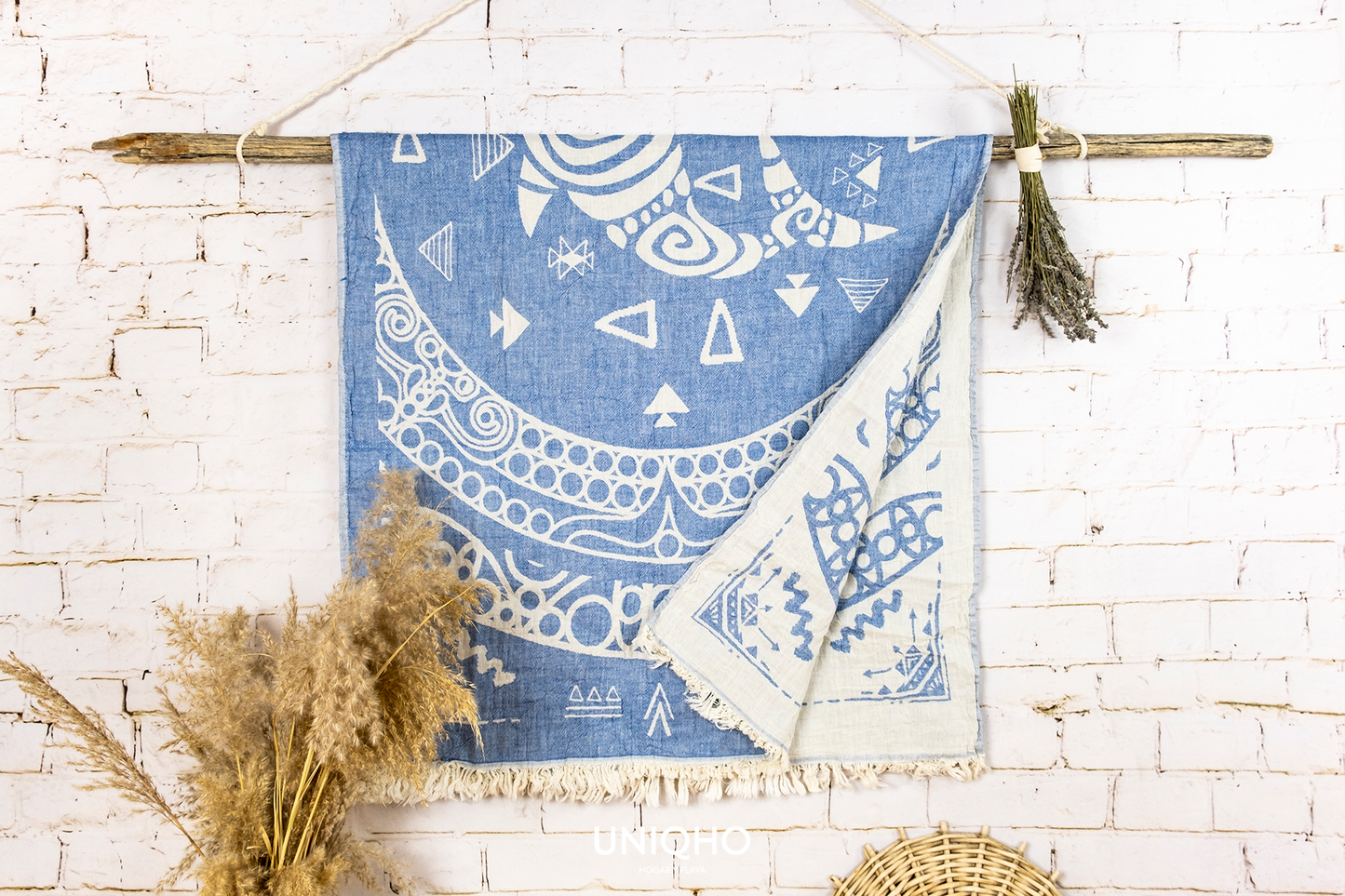 Pestamal, Towel, Beach Towel, Ethnic Fish, Denim Blue