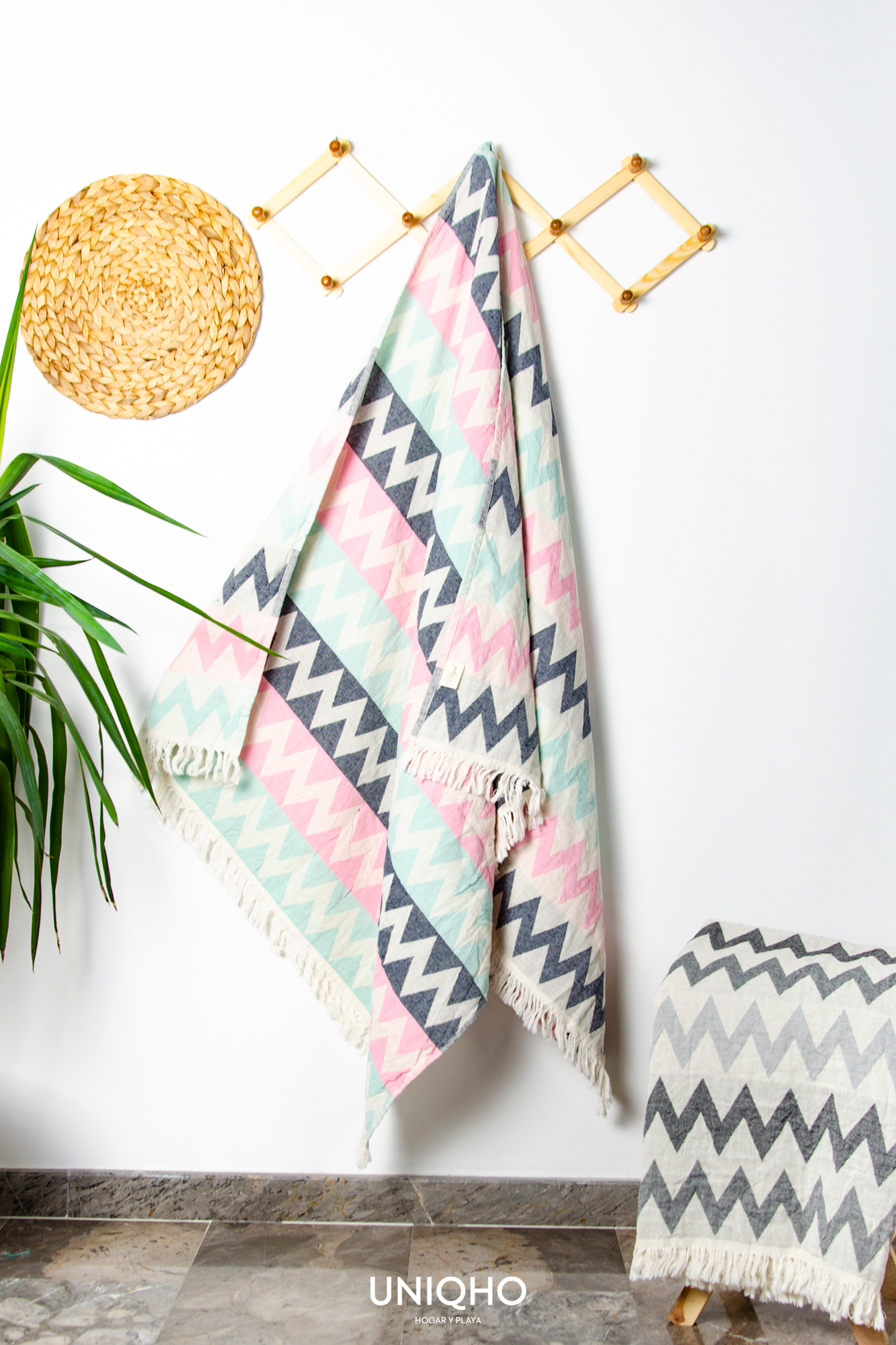 Pestamal, Towel, Zigzag, Pink
