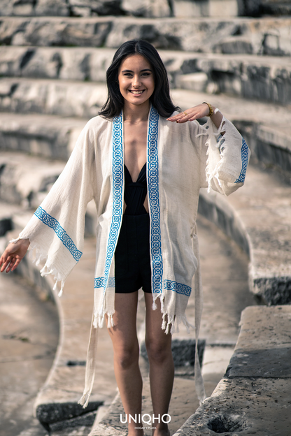 Kimono, Ropa de Playa, Cadena, Azul