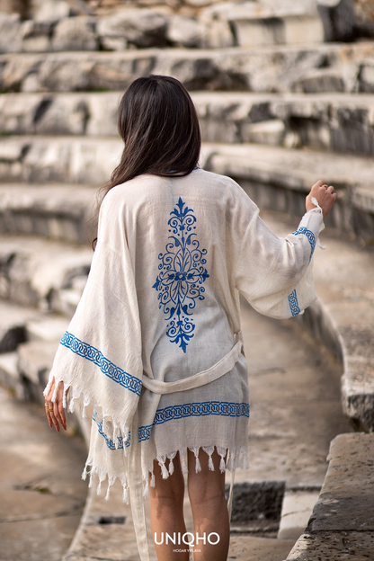 Kimono, Ropa de Playa, Cadena, Azul