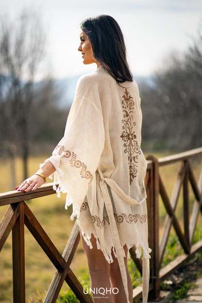 Kimono, Ropa de Playa, Etnico, Marrón