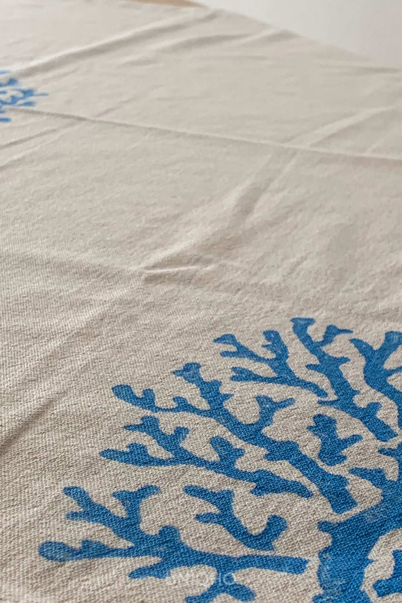 Mantel Lino, Coral, Azul