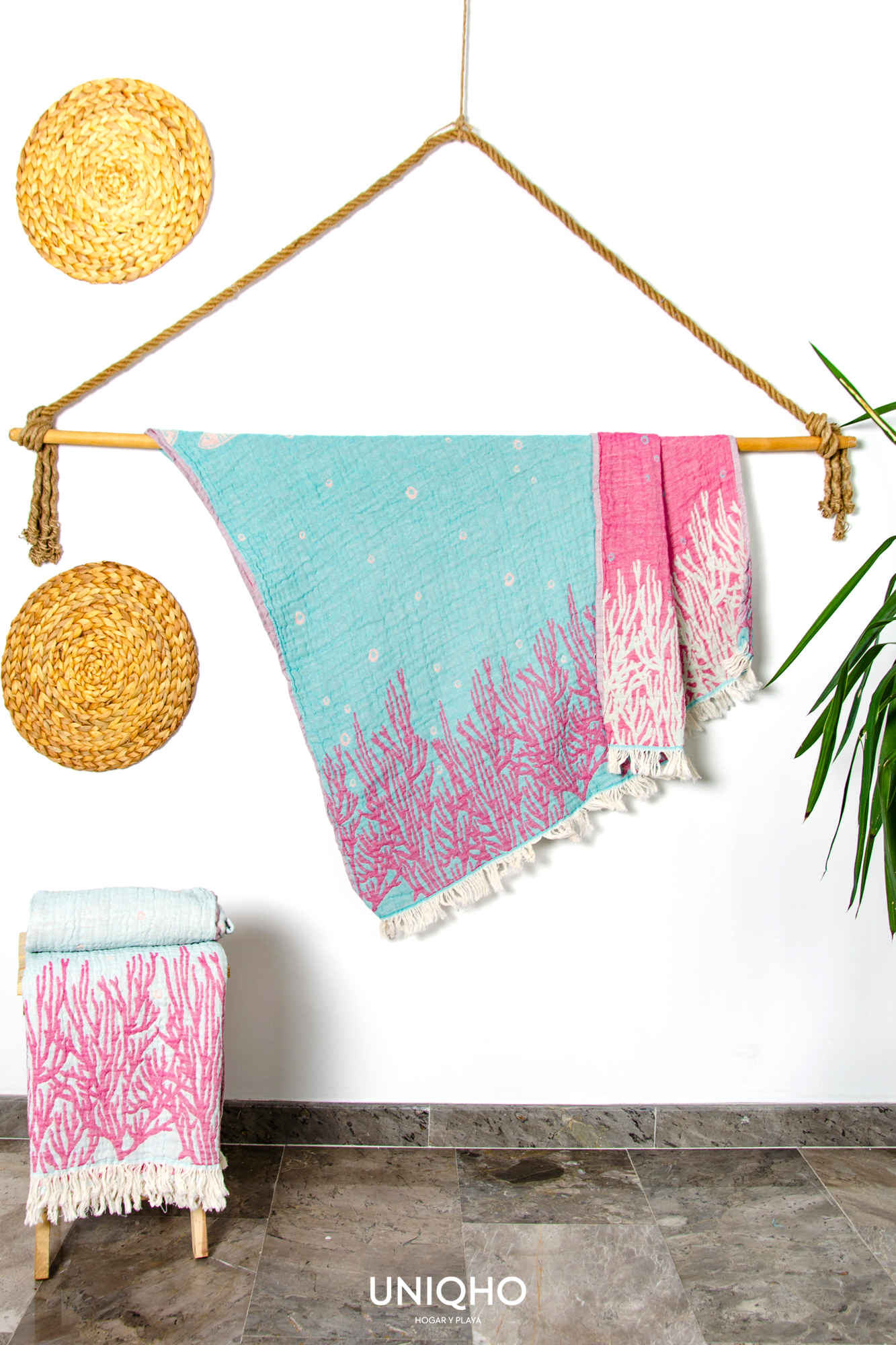 Toalla de Playa, Pestamal, Pez Coral, Menta